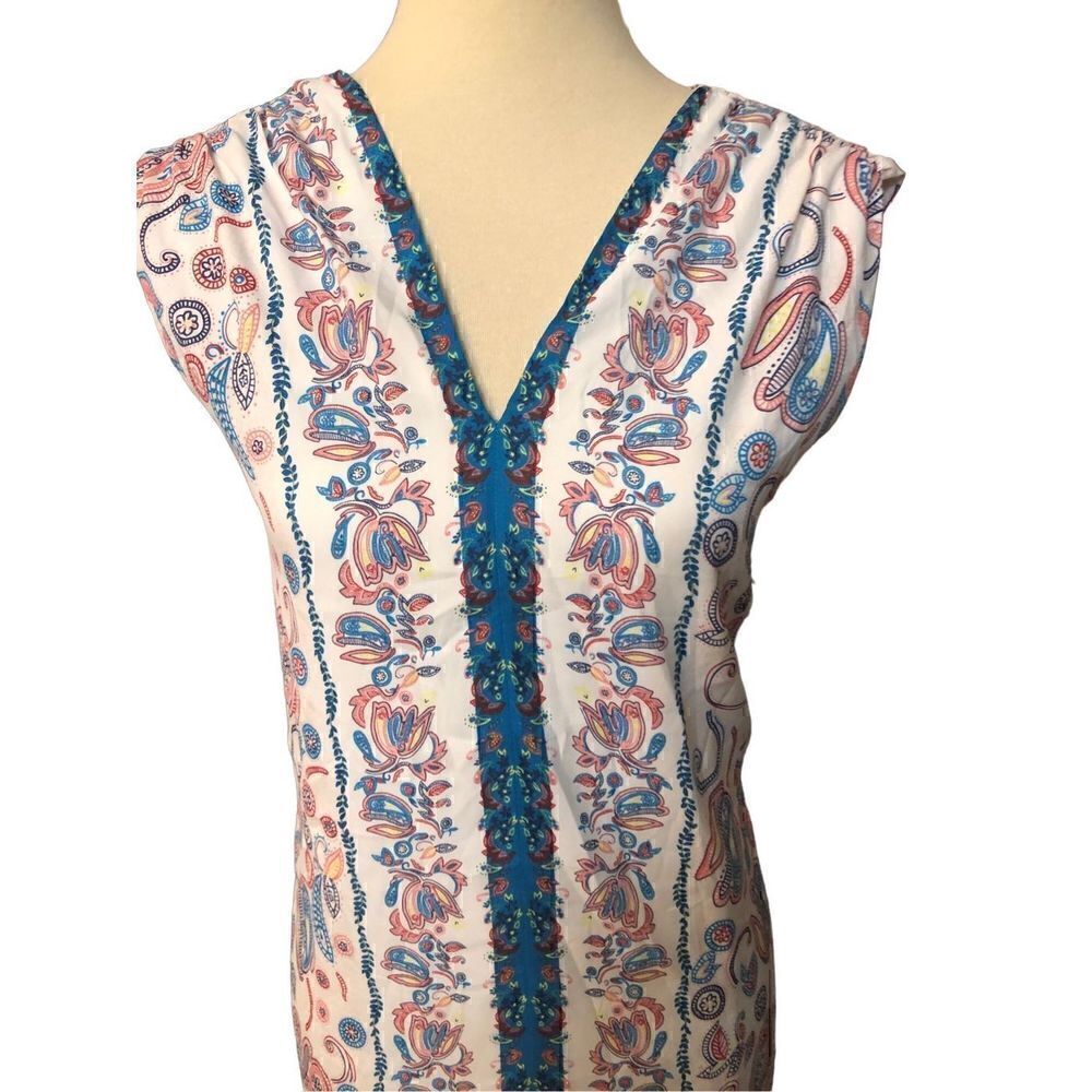 Loft paisley deep vee neck shift dress fully lined - Picture 3 of 12